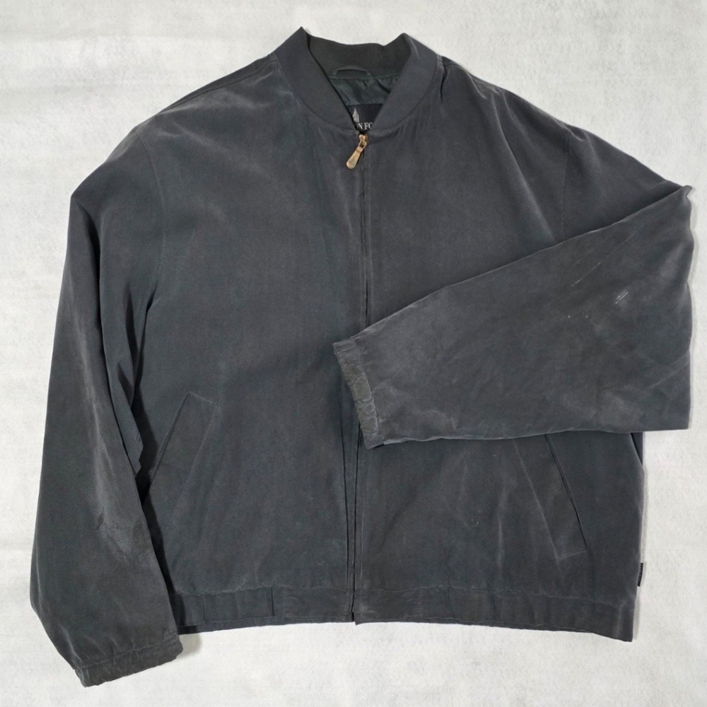 London Fog Mens Coat Size XXL Faux Suede Lined Jacket Gray- some wear see photos